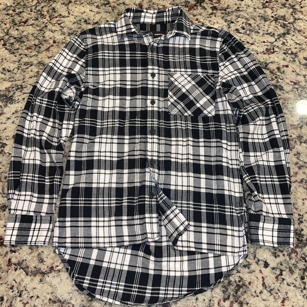 Original Use Black and White Plaid Flannel Button Down Shirt. Men’s XSmall.